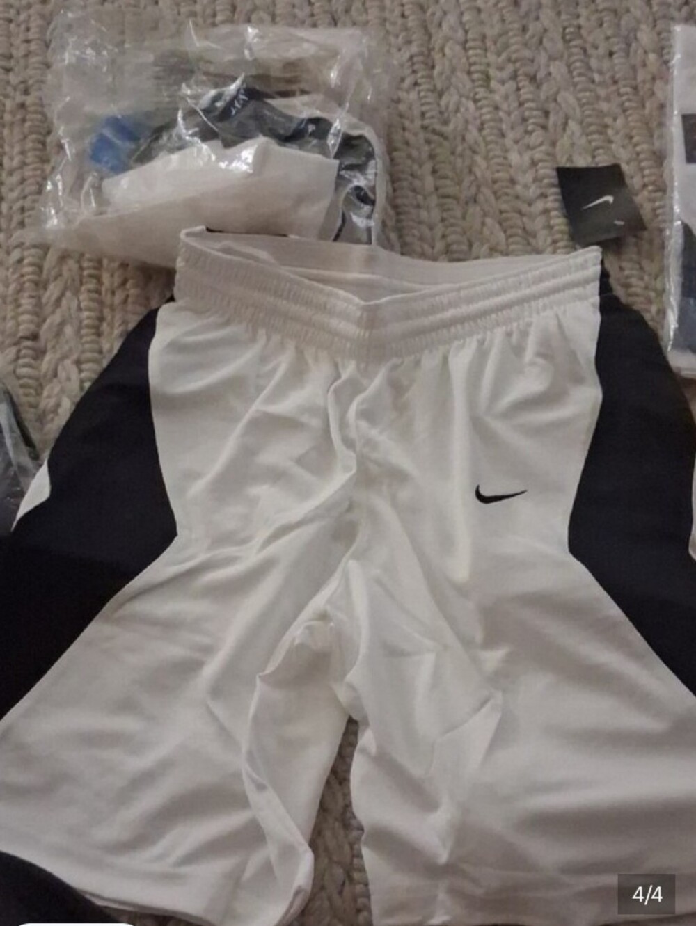Nike White and Black Women's And Youth Athletic Shorts with Swoosh